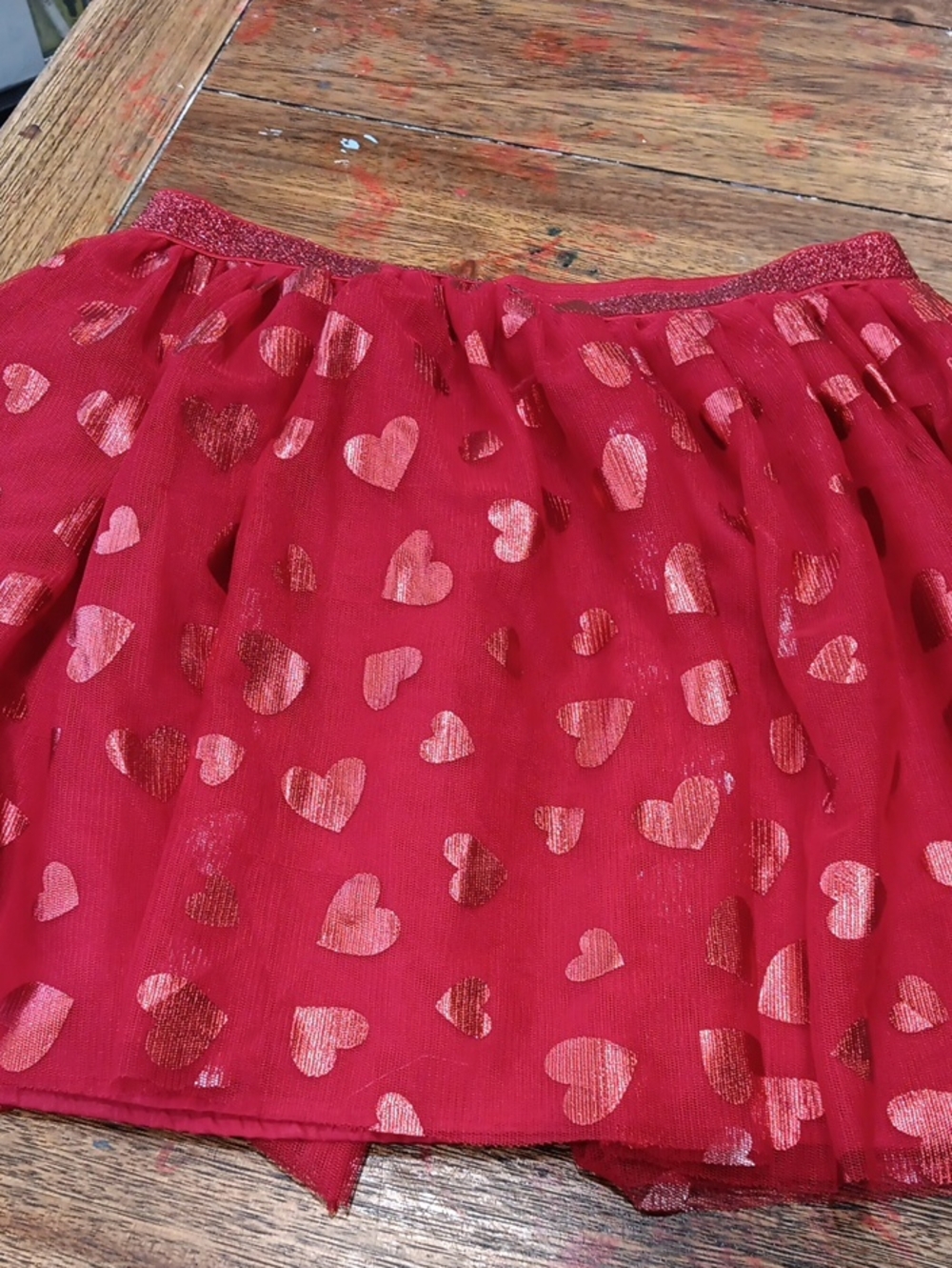 Way To Celebrate  Skirt With Red Tulle And Hearts